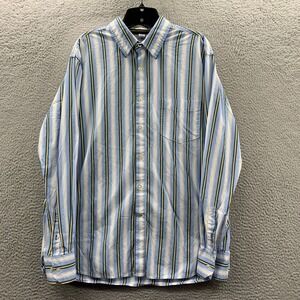 Jimmy Z Shirt Mens Large Button Up Striped Long Sleeve Blue